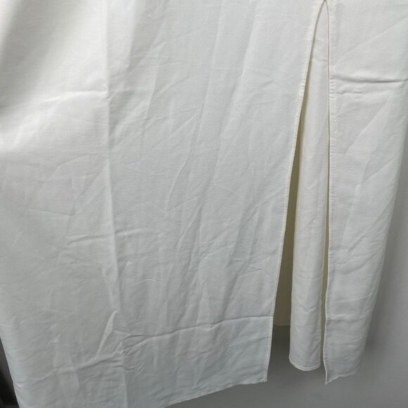 Hill House The Simone Slit Open Back Maxi Dress Coconut Milk Crepe Cream White M - Picture 8 of 13